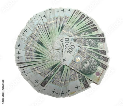 Background made from 100 polish zloty , financial background