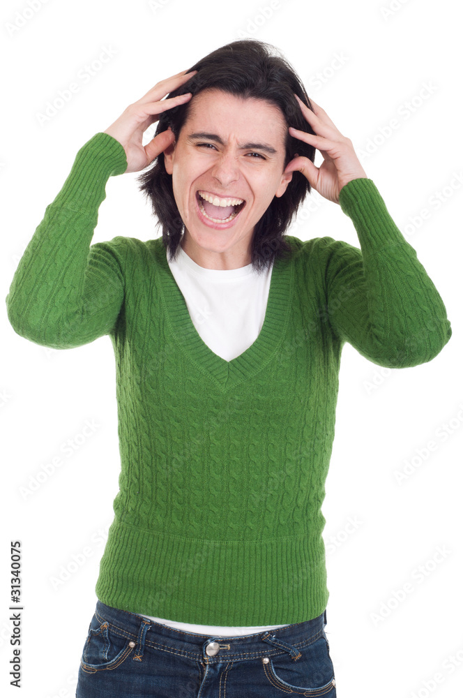 Stressed casual woman Stressed casual woman