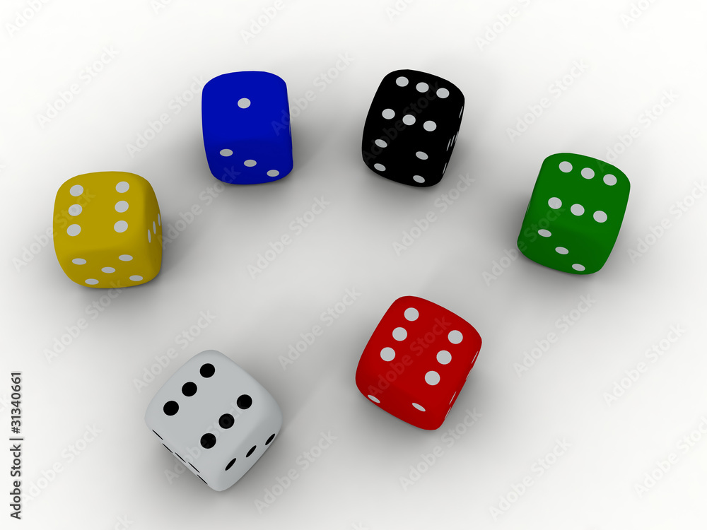 Color playing dice Color playing dice