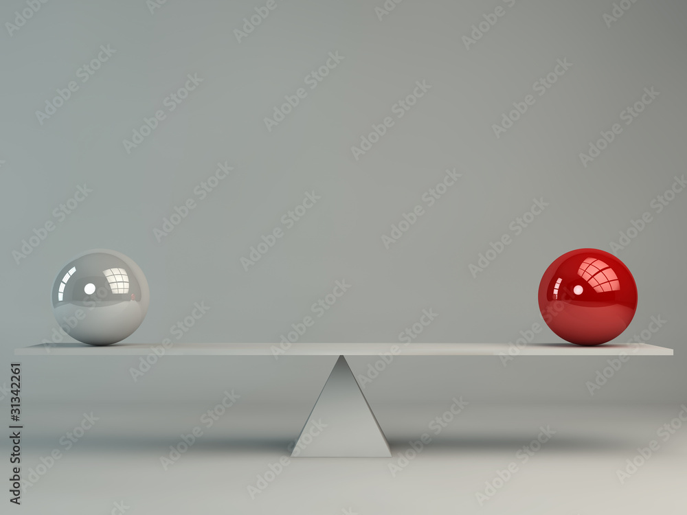 Two spheres balance concept - obrazy, fototapety, plakaty 