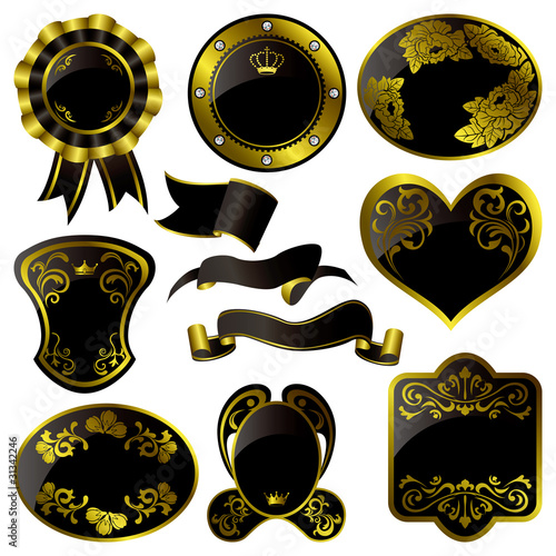 Gold and black frames set