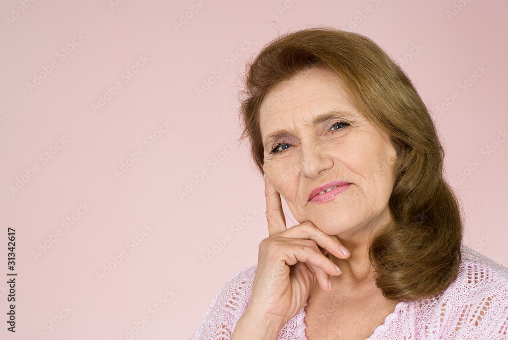 elderly woman stands elderly woman stands