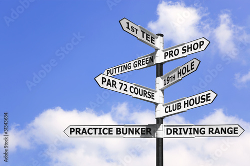 Golf course signpost