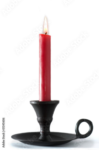 candelabro con candela rossa photo