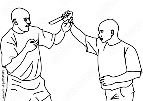 Two fighters with a knife