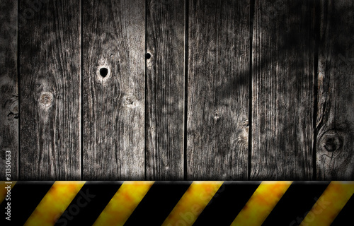 Wallpaper Mural planks with warning stripes Torontodigital.ca