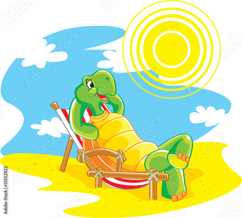 Happy turtle on the beach