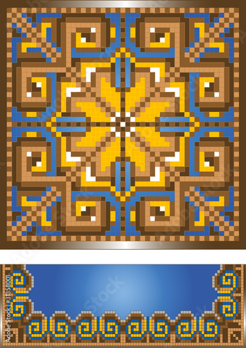 Ornament for the blue carpet.Pattern.Illustration.