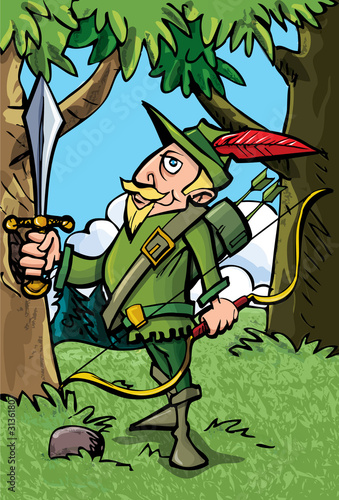 Cartoon Robin Hood in the woods