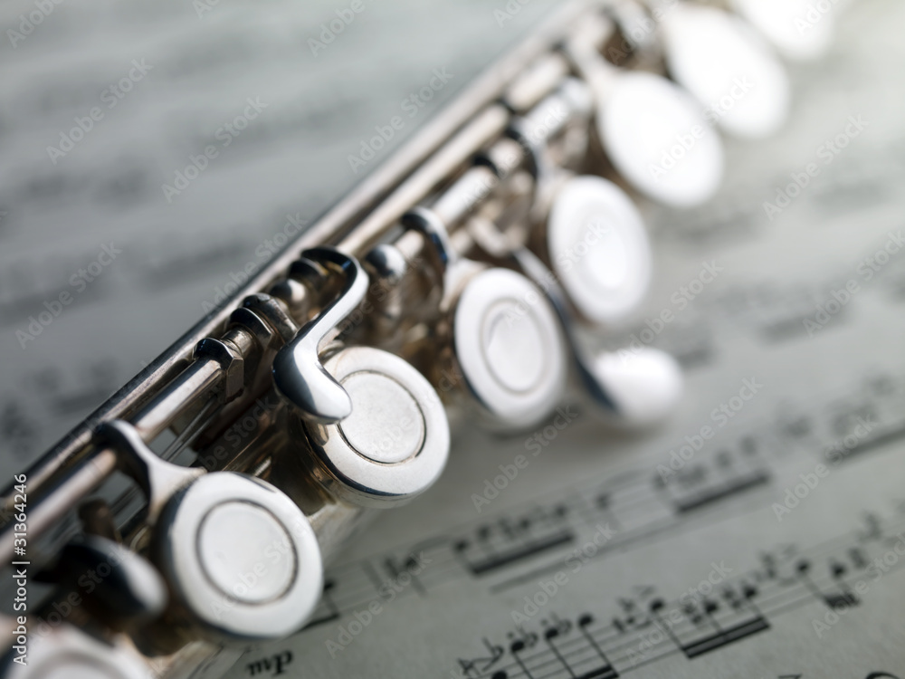 Fototapeta premium flute and musical score