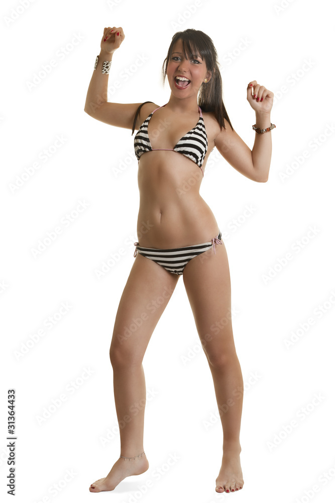 Sexy junge Frau strahlt vor Freude Stock-Foto | Adobe Stock