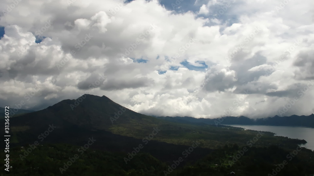 Time lapse clouds over volcano Mount Batur, Bali, Indonesia Time lapse clouds over volcano Mount Batur, Bali, Indonesia
