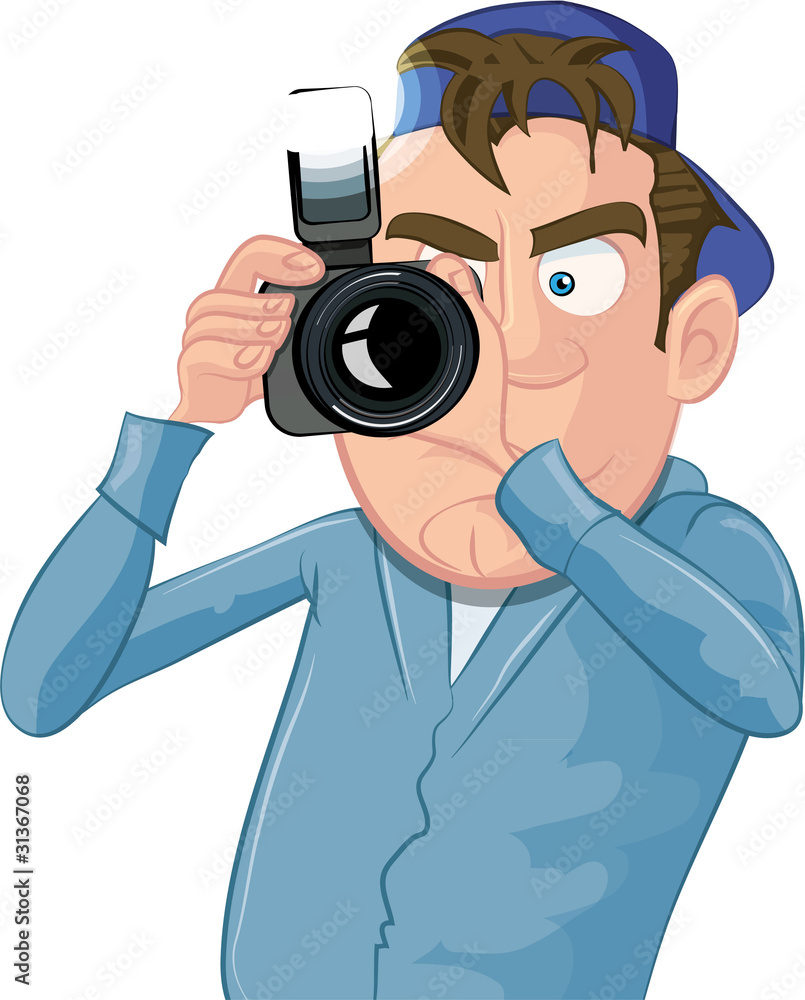 Cartoon paparazzi with a camera Cartoon paparazzi with a camera