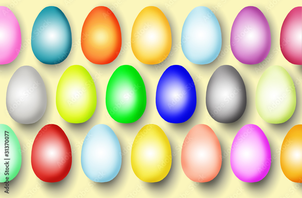 Coloured Easter eggs in a pattern or wallpaper Coloured Easter eggs in a pattern or wallpaper