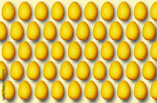 Golden Easter eggs in a pattern or wallpaper