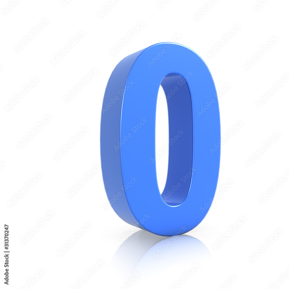 3d Blue Number 0