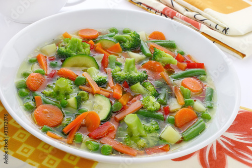 Diet soup with fresh vegetables