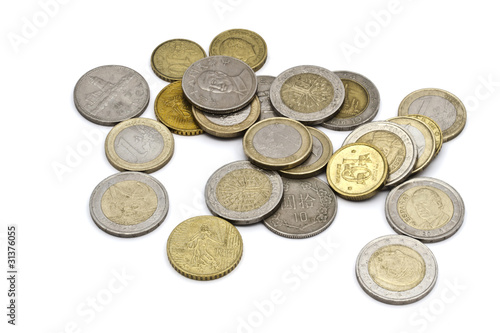 Different coins closeup