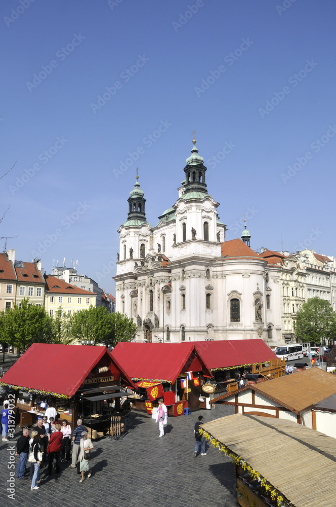 Fototapeta premium St Nicolas Church in Market Square Prague Czech Republic
