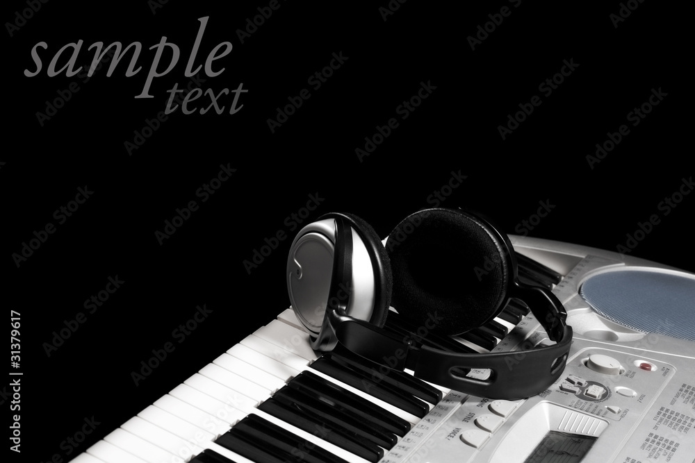 Headphones on keyboard Headphones on keyboard