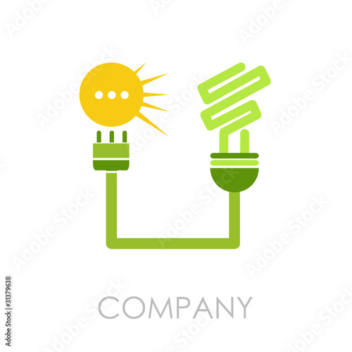 Logo green lamp, solar panel # Vector