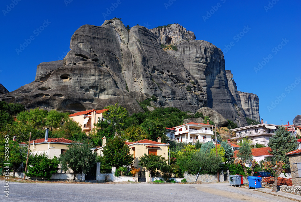 Kastraki city with Metora cliffs, Greece