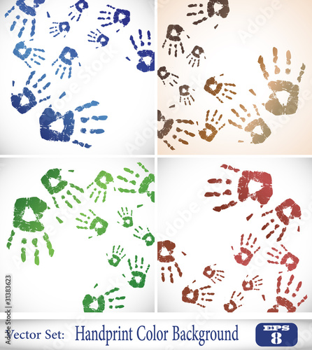 the vector handprint color background set