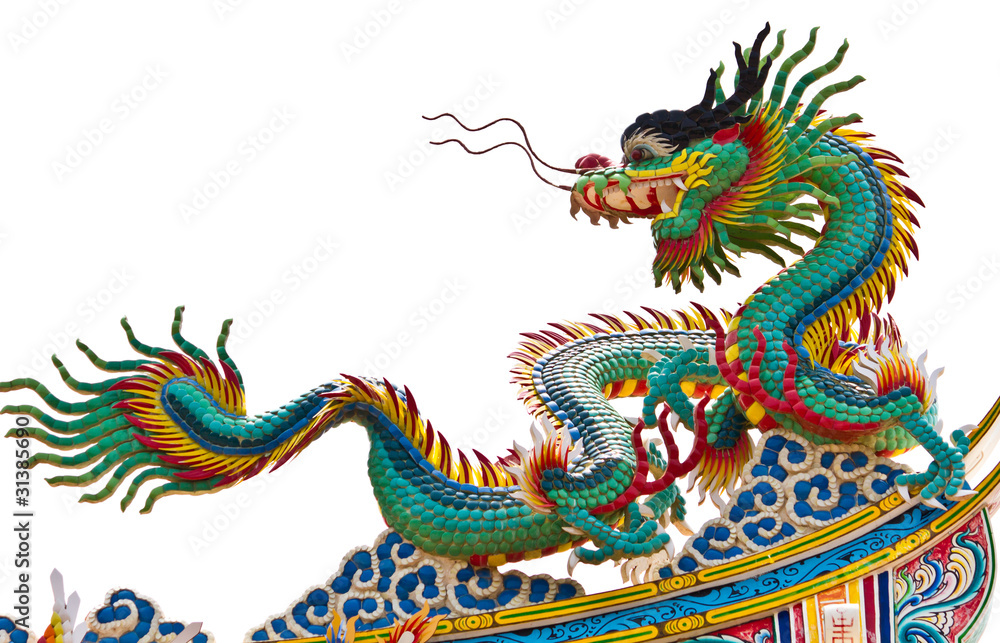 Statue of dragon over white background Statue of dragon over white background