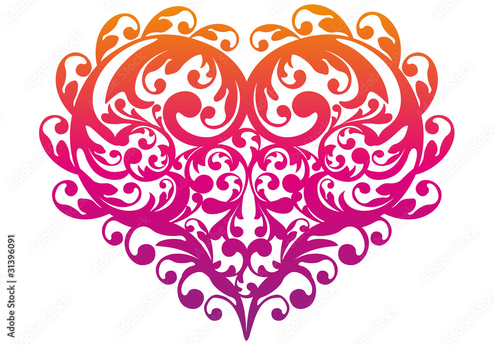 decorative ornamental heart, vector