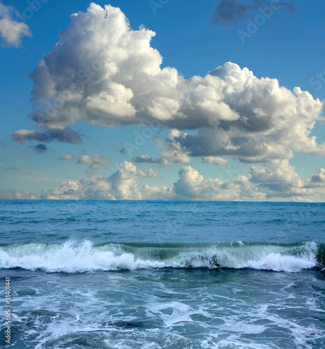 Summer landscape with sea and blue sky