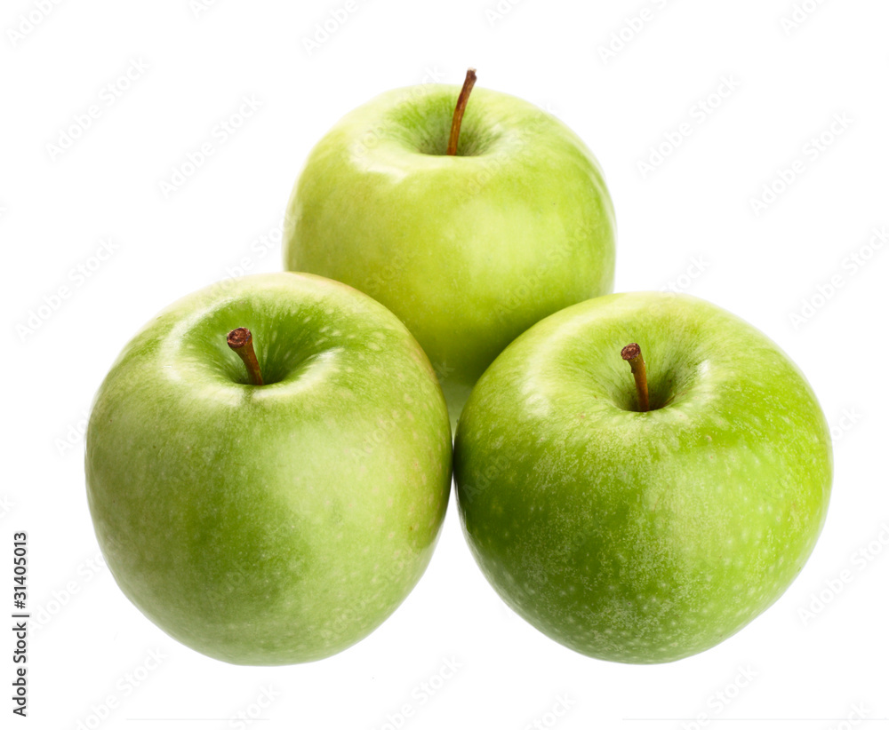Three ripe green apples. Isolated Three ripe green apples. Isolated