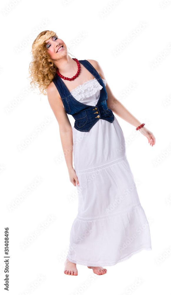freedom girl dance isolated on white freedom girl dance isolated on white