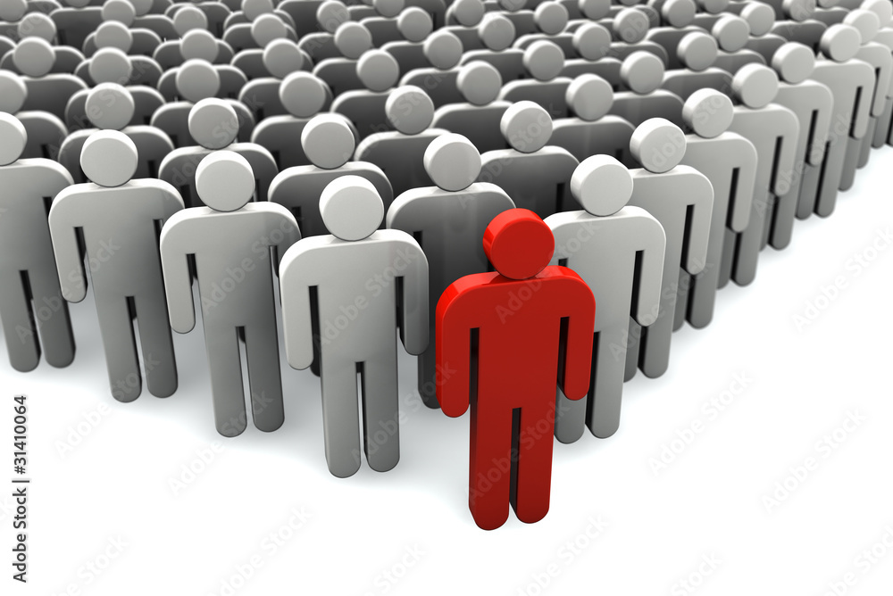 Human silhouette leading group of people Human silhouette leading group of people