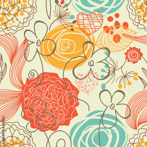 Retro floral seamless pattern