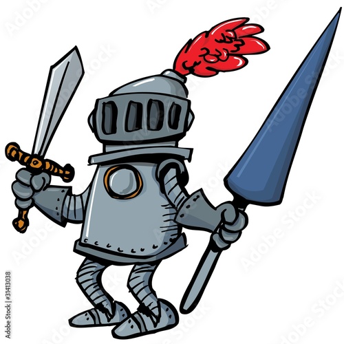 Cartoon knight in armour with a spear