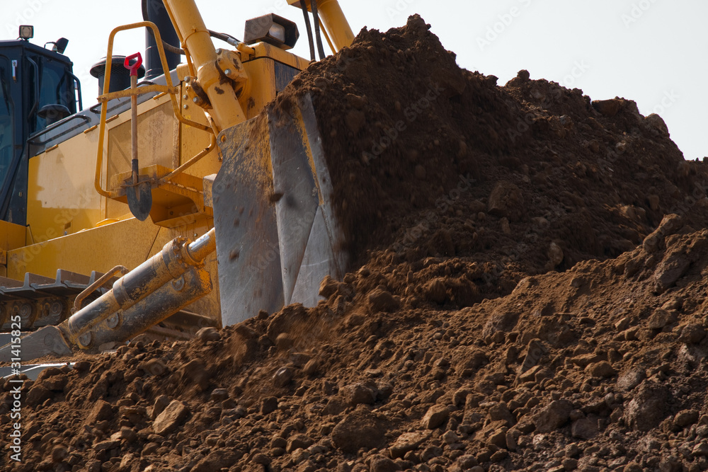 Bulldozer work close up