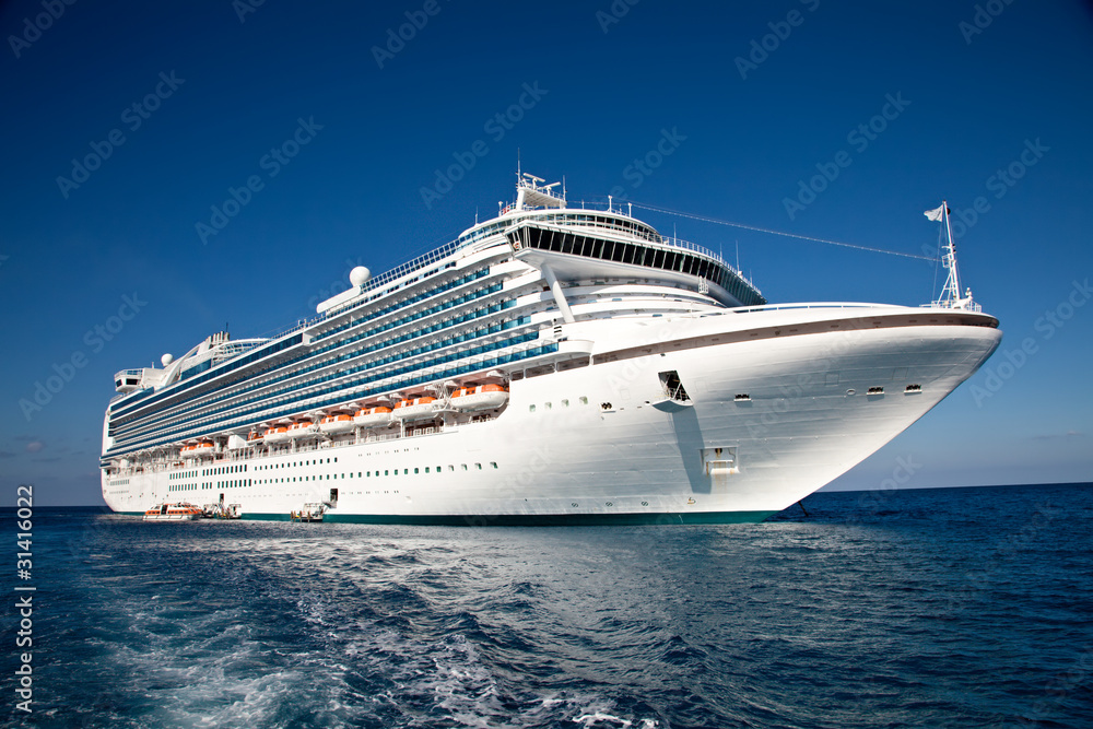 Cruise Ship Anchored in The Caribbean