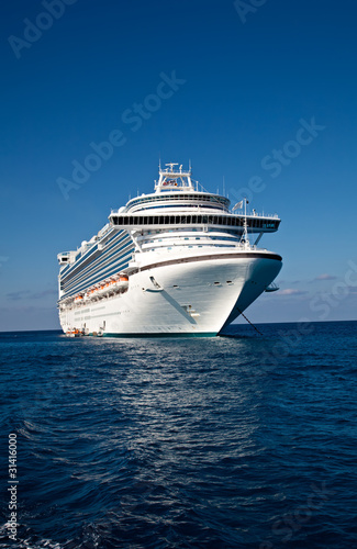 Cruise Ship Anchored in Caribbean Sea
