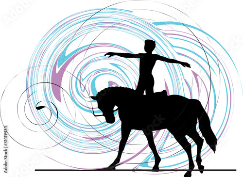 Abstract horse and rider silhouette