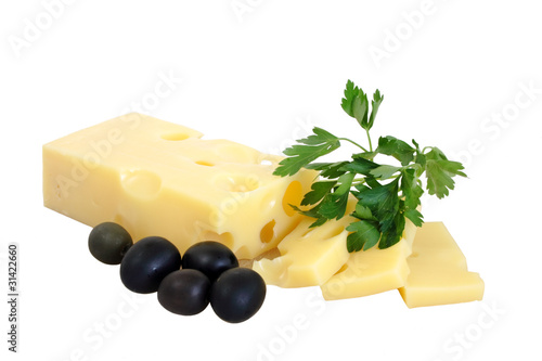 Cheese, parsley and black olives