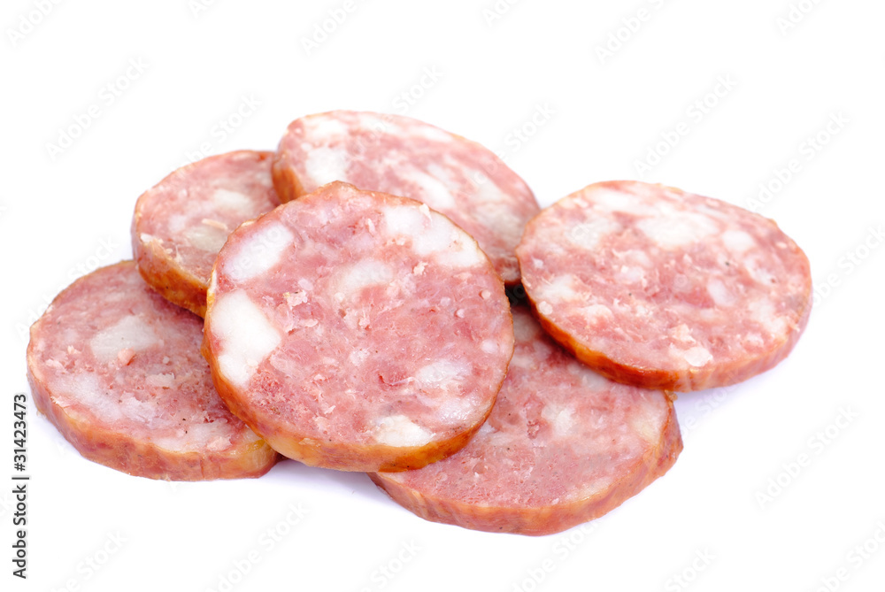 Meat product.Sausage isolated on white background