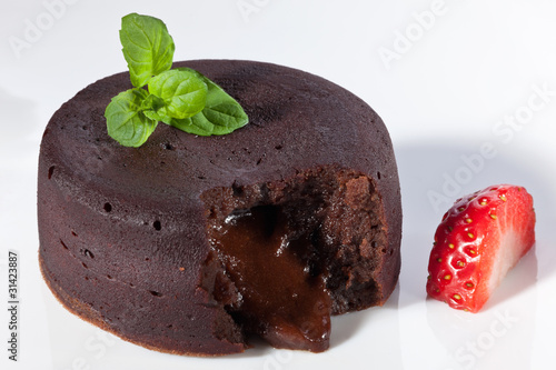 Canvastavla Chocolate fondant with strawberry