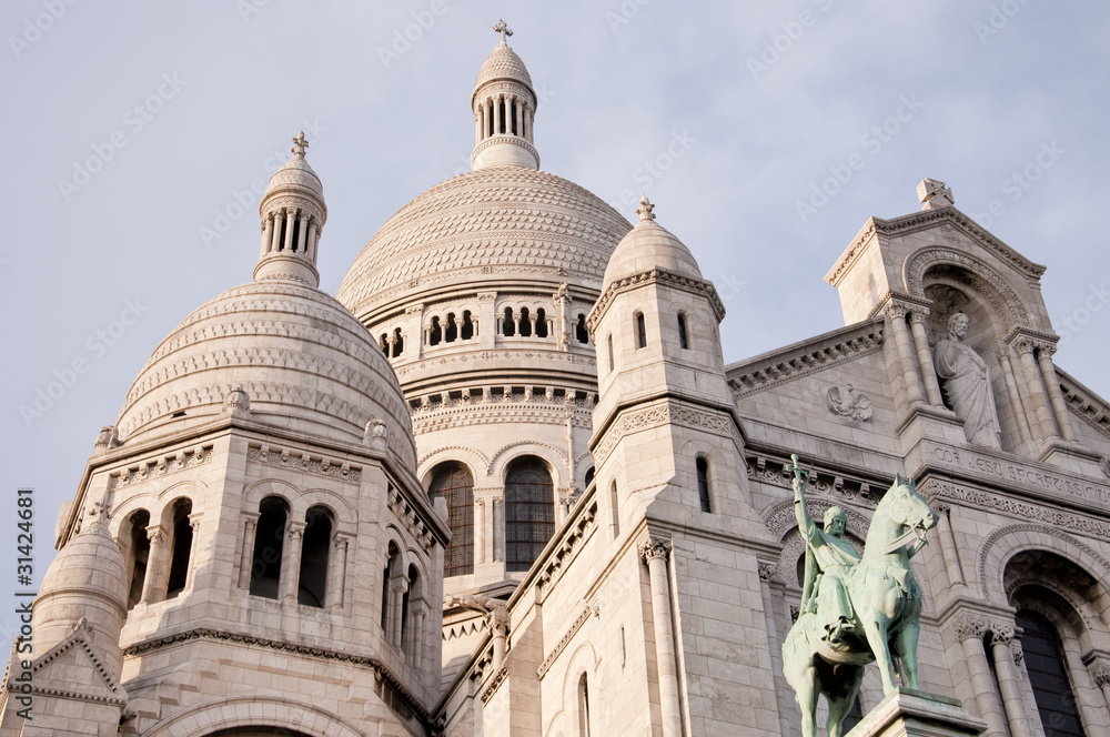 View of the white Sacre Coeur in Paris