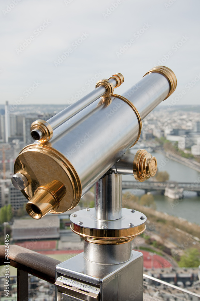 Sightseeing binoculars for tourists in the Eiffel Tower