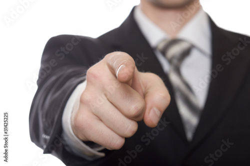 index finger of business man hand