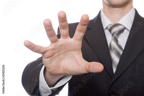 well shaped business men hand reaching for something isolated on