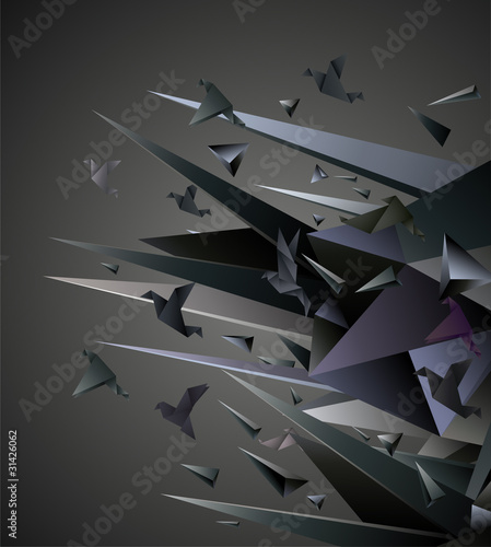 Paper Escape, Origami abstract vector illustration.