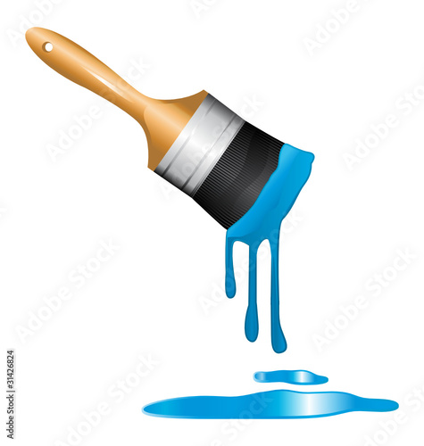 Brush dipped in blue paint