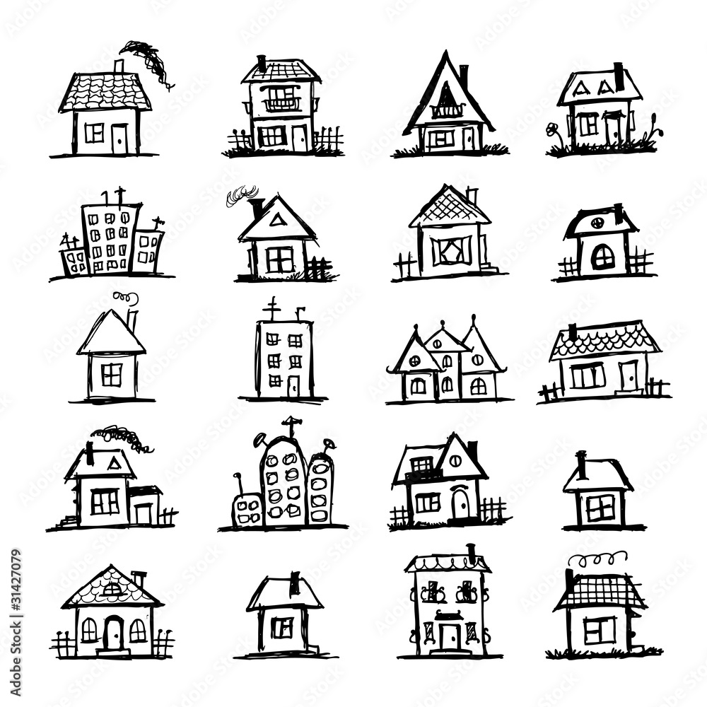 Sketch of art houses for your design