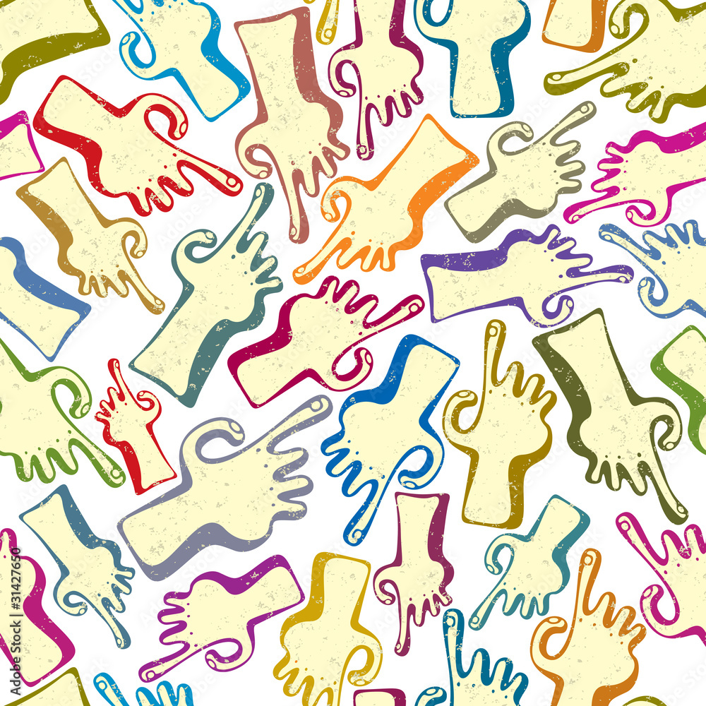 Finger pointing hands seamless pattern.